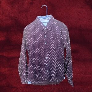Men's Burgundy Patterned Dress Shirt